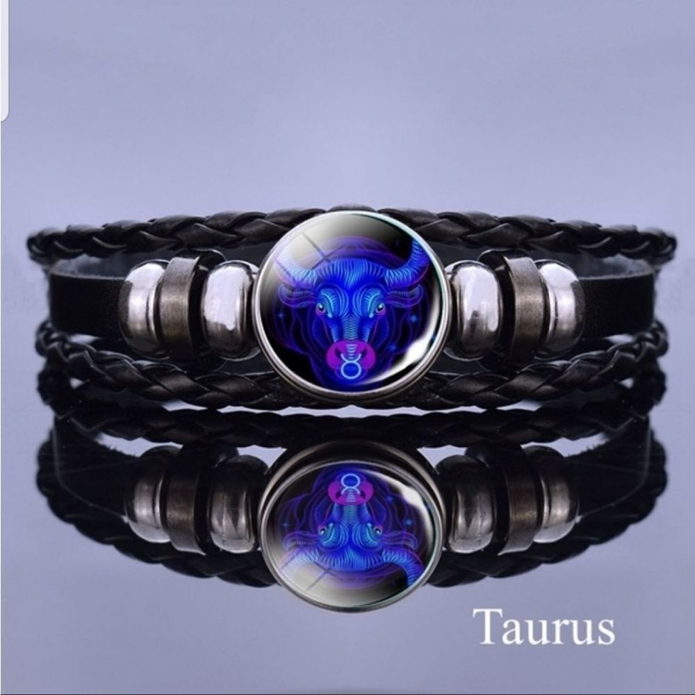 Leather Taurus 3D Astrology Unisex Bracelets